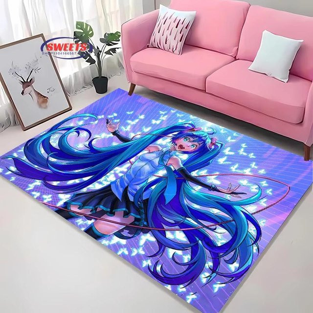 Karpetti Teppich H-Hatsune MM1ku mit Cartoon-Design, rutschfest und mehrfarbig, B: 80 cm, L: 120 cm - Bild 1