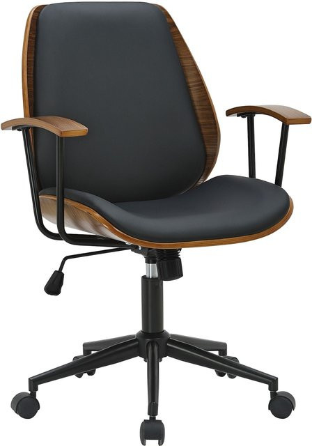 CLP Bürostuhl Arlondi Chefsessel mit Armlehnen, ergonomischer Schreibtischstuhl aus Kunstleder, drehbar und höhenverstellbar, Schwarz/Braun - Bild 1