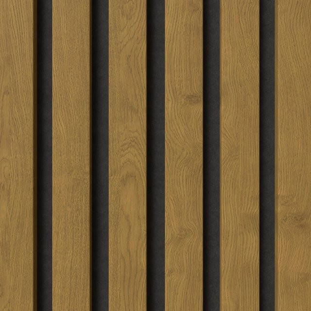 Denpanels Akustikpaneel in Eiche Braun mit schwarzem Filz und Streifenoptik im skandinavischen Stil, B: 29,5 cm, H: 15 cm - Bild 1