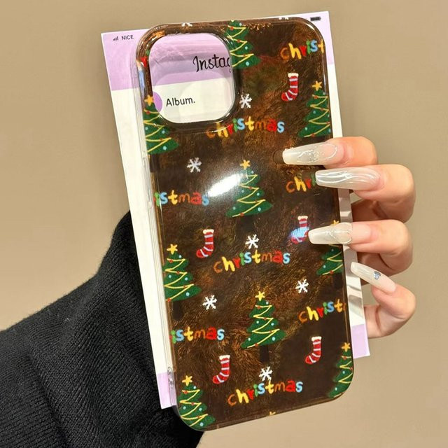 Handyhülle mit Weihnachtsbaum-Muster für Apple iPhone 16 15 14 13 12 Pro Max und weitere Modelle, buntes TPU Cover für Damen - Bild 1