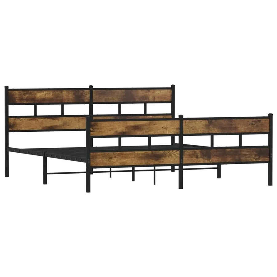 vidaXL Metallbett in Räuchereiche ohne Matratze, B/T/H: 180 x 200 x 187 cm - Bild 2