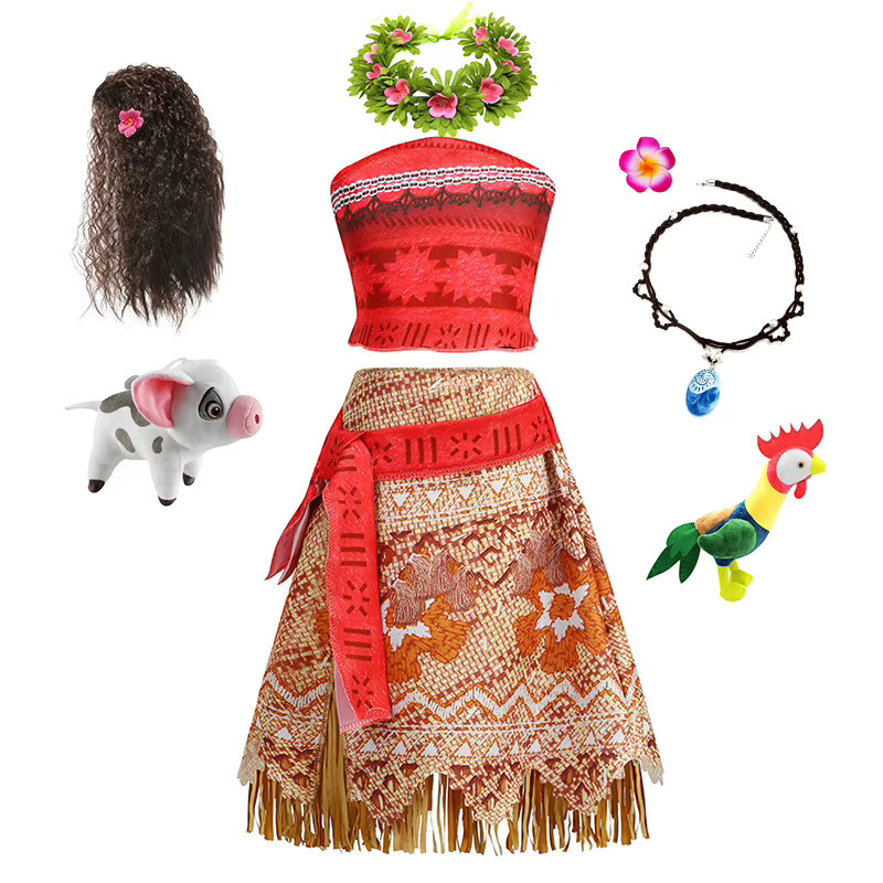 PKFC Sommer-Moana-Kleid Prinzessin, Cosplay Set, Bunt / Mehrfarbig - Bild 2