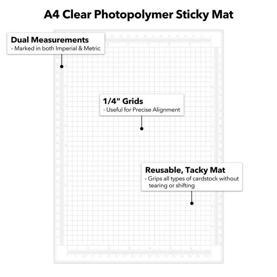 Klare Photopolymer-Klebematte im A4-Format für Schablonenstempel und zum Positionieren, wiederverwendbare Anti-Rutsch-Matte in Transparent - Bild 2
