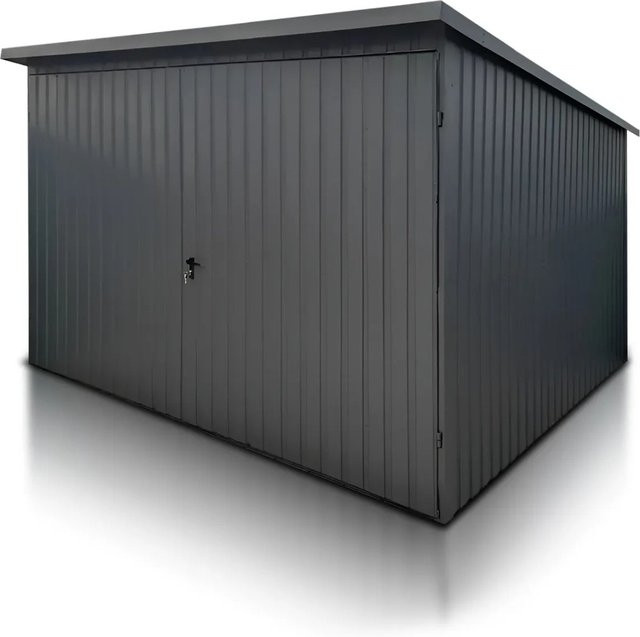 Liderstal Gerätehaus Basic aus Blech in Graphit mit Pultdach, Breite: 300 cm, Tiefe: 300 cm, Höhe: 220 cm - Bild 1