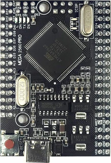 Mega2560 Pro Entwicklungsboard ATmega2560 16AU mit USB CH340G Type-C, Schwarz, B: 38 mm, T: 55 mm - Bild 1