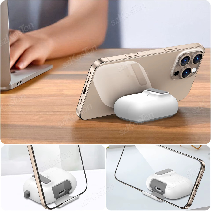 SZKOSTON Schutzhülle mit Telefonständer für AirPods Pro 3 (2025) in Grün mit automatischem Schnappverschluss - Bild 3