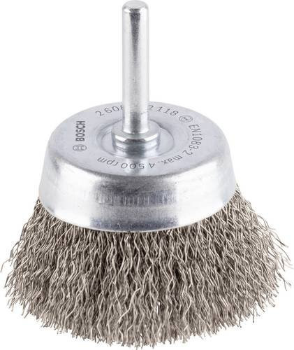 Bosch Topfbürste aus Edelstahl mit gewelltem Draht in Silber, Durchmesser: 60 mm, Drahtstärke: 0,3 mm, Schaft-Ø: 6 mm - Bild 1