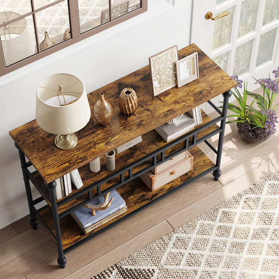 HiMISS Moderner 3-stufiger Konsolentisch aus Holz in Braun, B/T/H: 110 x 30 x 80 cm - Bild 2