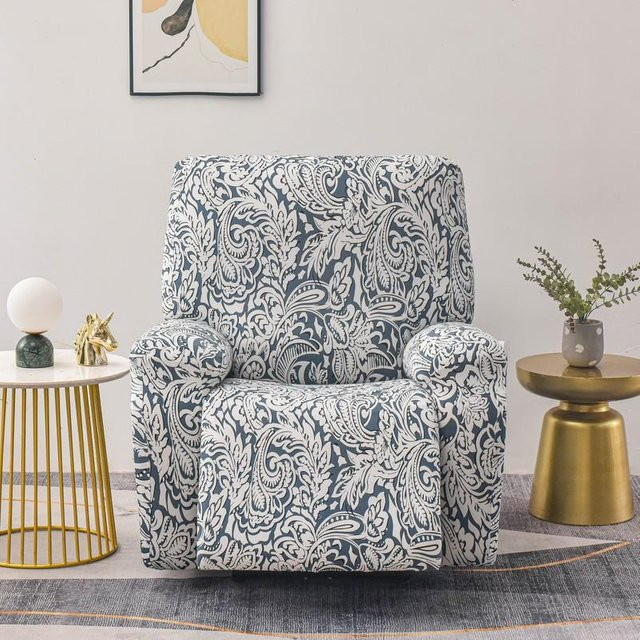 Stretch Sesselhusse für 1-Sitzer Schaukelstühle in Blau mit Möbelschutz und rutschfester Funktion - Bild 1