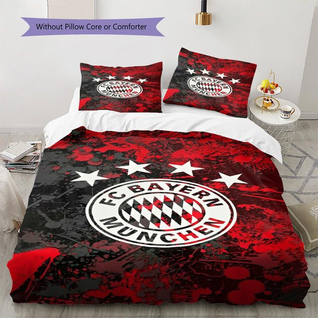 FC Bayern München Bettwäsche Set mit Muster in Rot, bestehend aus 1 Bettbezug und 2 Kissenbezügen, B/H: 135 x 200 cm - Bild 1