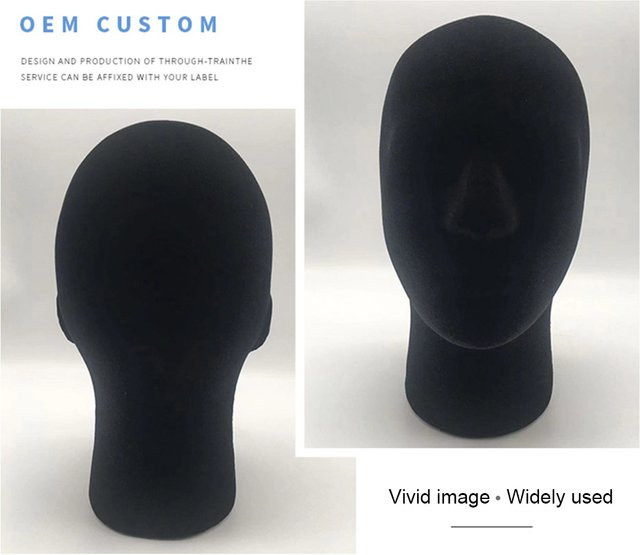 APWIKOGER Schaumstoff-Mannequin-Kopfmodell in Schwarz für Hüte, Perücken und Brillen als Display-Ständer für Fotografie und Verkauf - Bild 1