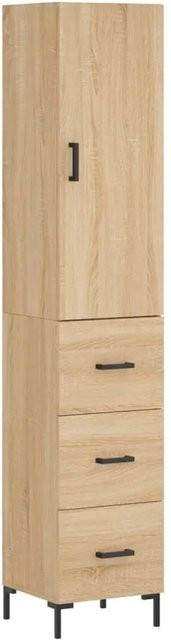 vidaXL Highboard Sonoma-Eiche mit Schranktüren aus Holzwerkstoff und Metall, Farbe Braun, B/T/H: 34,5 x 34 x 180 cm - Bild 1
