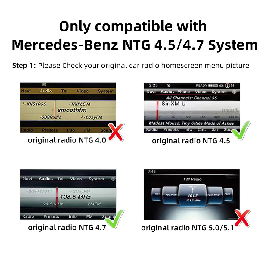 Ezonetronics Kabelloses CarPlay und Android Auto Nachrüstkit Decoder-Box für Mercedes Benz NTG 4.5 und 4.7 COMAND System (2011-2015) mit Wi-Fi und Bluetooth - Bild 3