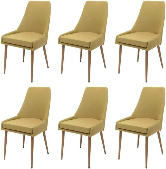 6er-Set MCW Esszimmerstühle O27 im 50er Jahre Design aus Stoff und Metall in Grün - Bild 2