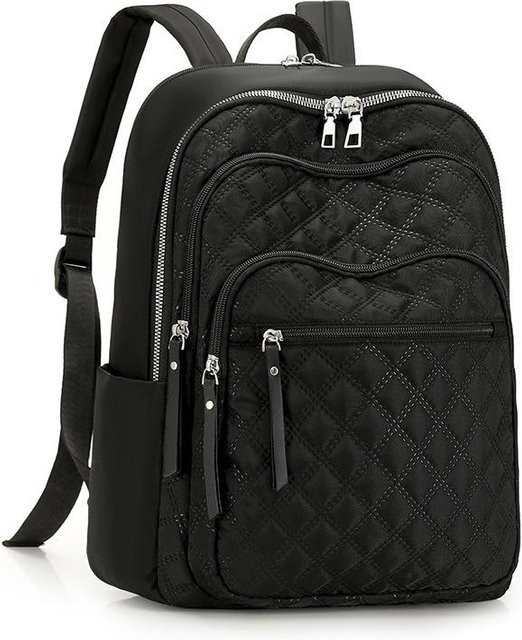 VIA ROMA Schultertasche, Stickerei Diamantmuster, Damen, schwarz - Bild 1