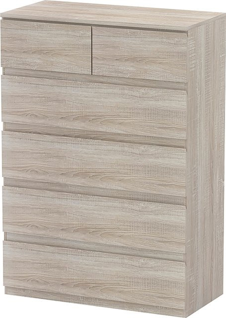 HOMCOM Schubladenschrank mit 6 Schubladen in Naturholz, minimalistisches Design ohne Griffe, B/T/H: 80 x 39 x 115 cm - Bild 1