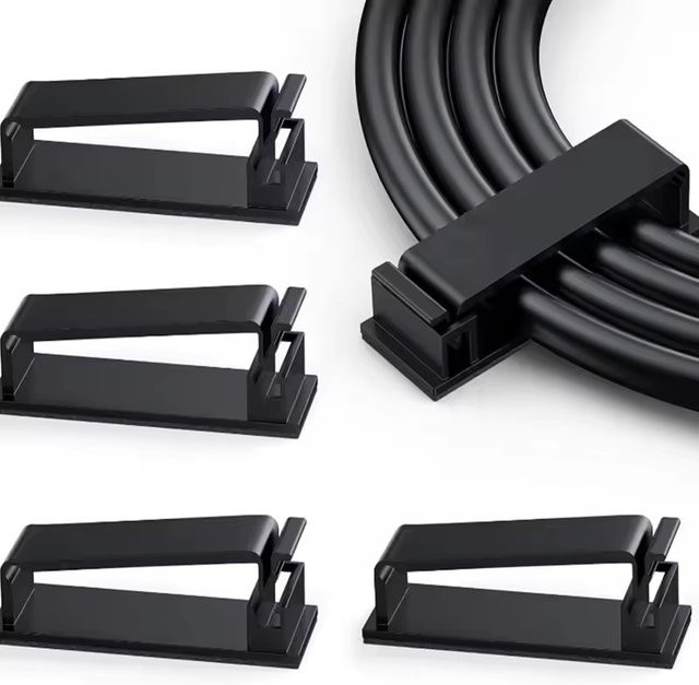 10 Stück Selbstklebende Kabel Organizer Clips aus Kunststoff für USB-C und Datenkabel in Schwarz und Weiß - Bild 1