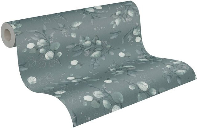 A.S. Création Vliestapete mit floralem Design in Silber und Grün, Breite: 53 cm, Höhe: 1005 cm, Tiefe: 8,3 cm - Bild 1