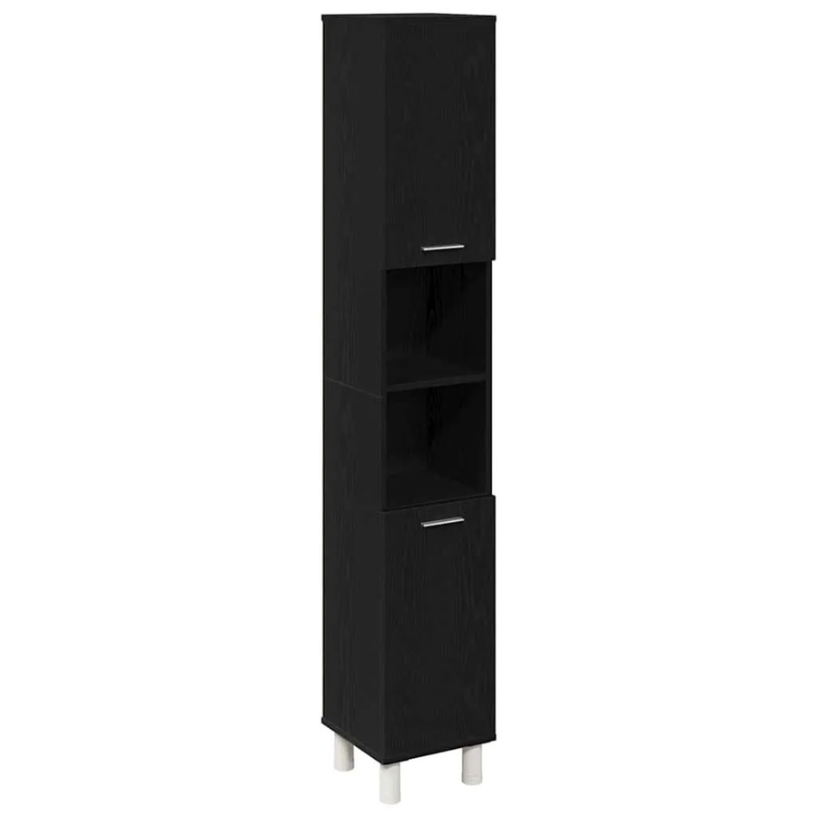 vidaXL Badezimmerschrank in Schwarz und Eichen-Optik mit Tür, B/T/H: 30 x 30 x 179 cm - Bild 2