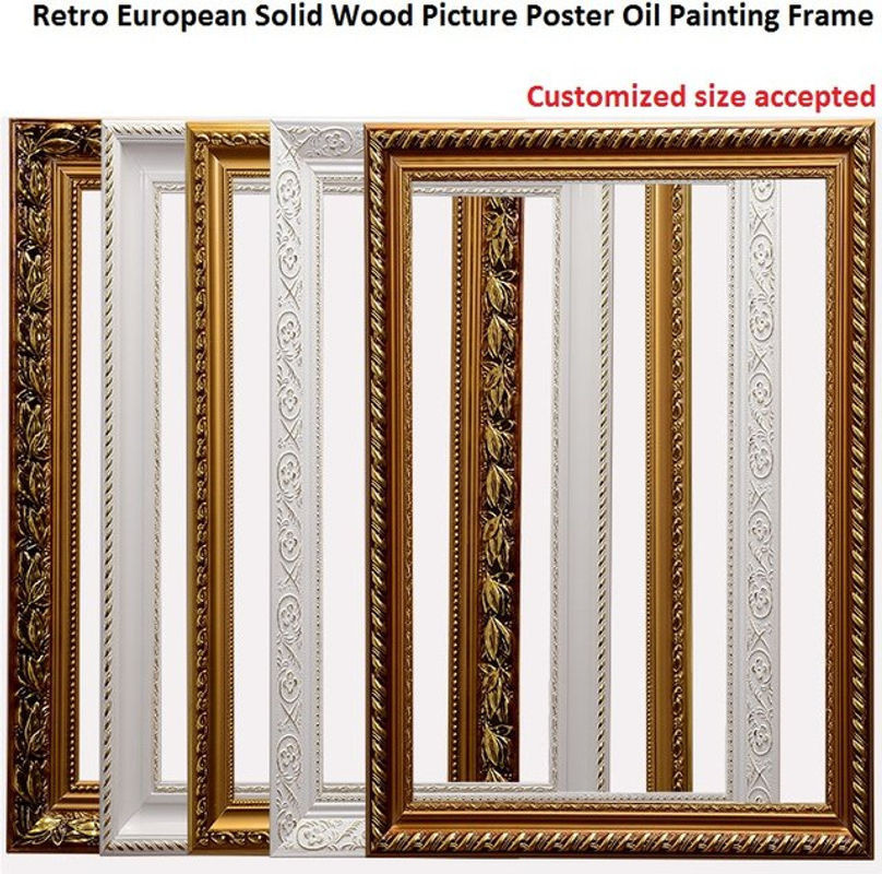 Keepmore Bilderrahmen aus Massivholz im Vintage-Stil mit floralem Design, Rechteckig, B/H: 30 x 40 cm, Farben: Weiß oder Gold - Bild 1