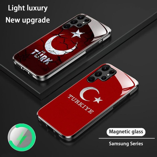 Magnetische Handyhülle mit Türkei-Flagge für Samsung Galaxy S20 bis S26 Serie in Schwarz und Rot - Bild 1