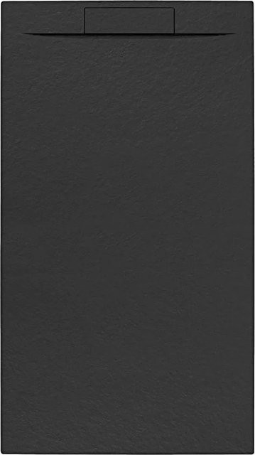 Swiss Aqua Technologies Duschwanne Rechteckig aus Gussmarmor in Schwarz, Rutschfest und Extra Flach, B/T: 90 x 160 cm - Bild 1