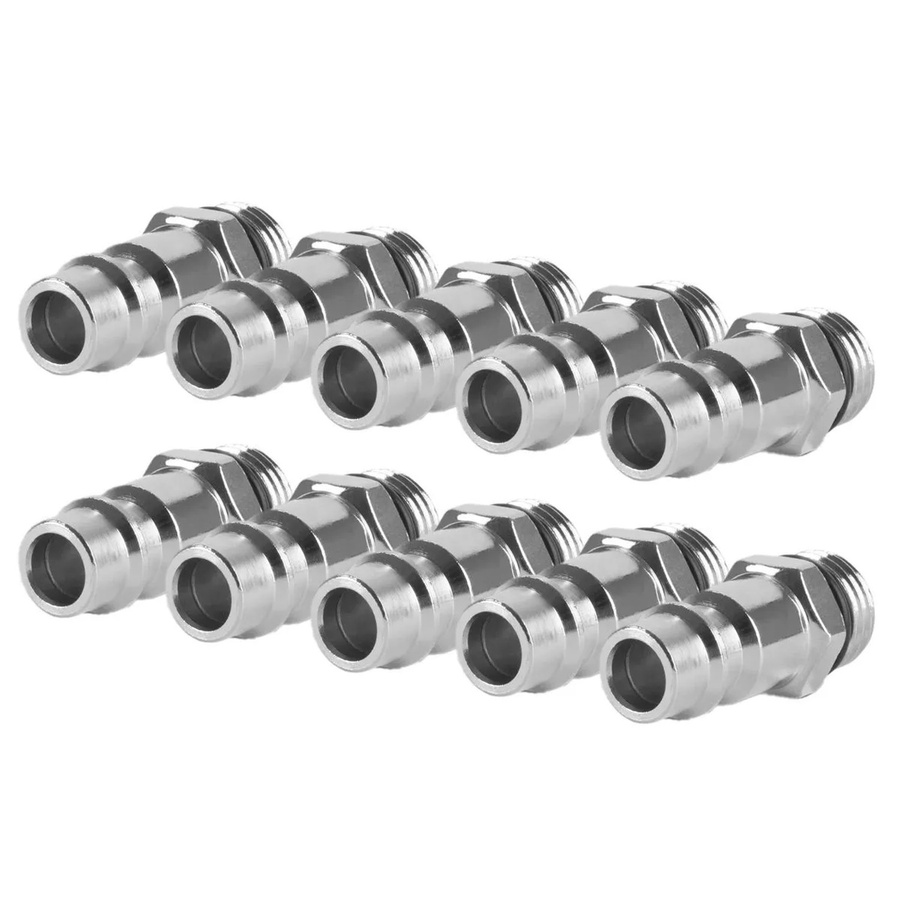 STAHLWERK 10er Set Druckluft-Schnellkupplung Stecknippel NW 7.2 1/4 Zoll aus Messing in Silber - Bild 2