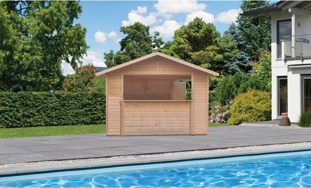 Karibu Pool Haus Tiki Bar in Größe 2 aus 19 mm Holz naturbelassen - Bild 1