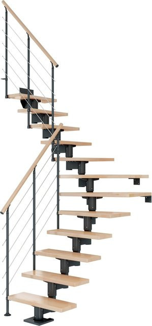 Dolle Mittelholmtreppe Cork Buche Anthrazit 1/4 Gewendelt Breite: 75 cm, Höhe: 270 cm - Bild 1