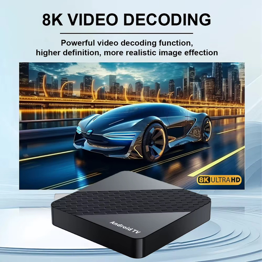 Smart TV Box Android 16 mit 8GB RAM und 256GB Speicher, Rockchip RK3518 X10, 8K Video Unterstützung, Google Assistant und Bluetooth 5.4, Media Player in Schwarz - Bild 3