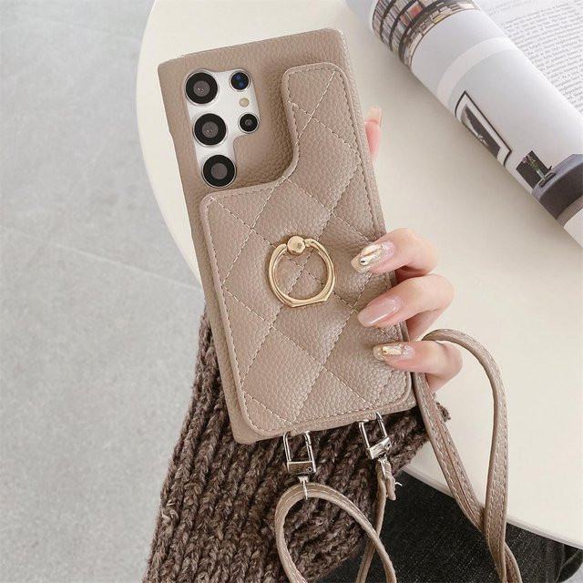 Beige Crossbody Handyhülle mit Geldbörse und Kartenhalter für Samsung Galaxy S23 FE S24 Ultra S22 S21 Plus M54 A55 A15 A25 A35 A14 A24 A34 - Bild 1