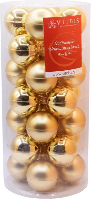 Vitbis Weihnachtskugeln aus Glas in Gold, 28 Stück, Durchmesser: 6 cm - Bild 1