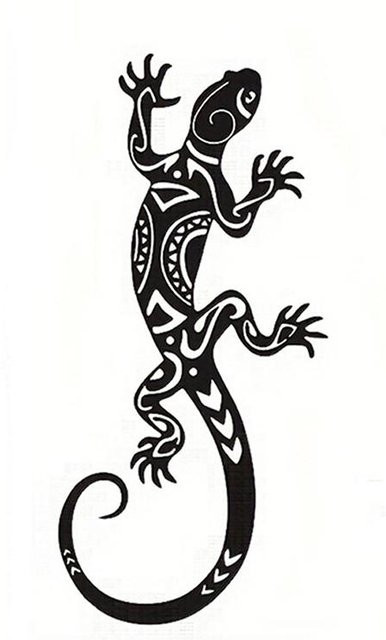 2-teilige Gecko Wanddekoration aus Eisen in Schwarz für Haus und Garten - Bild 1