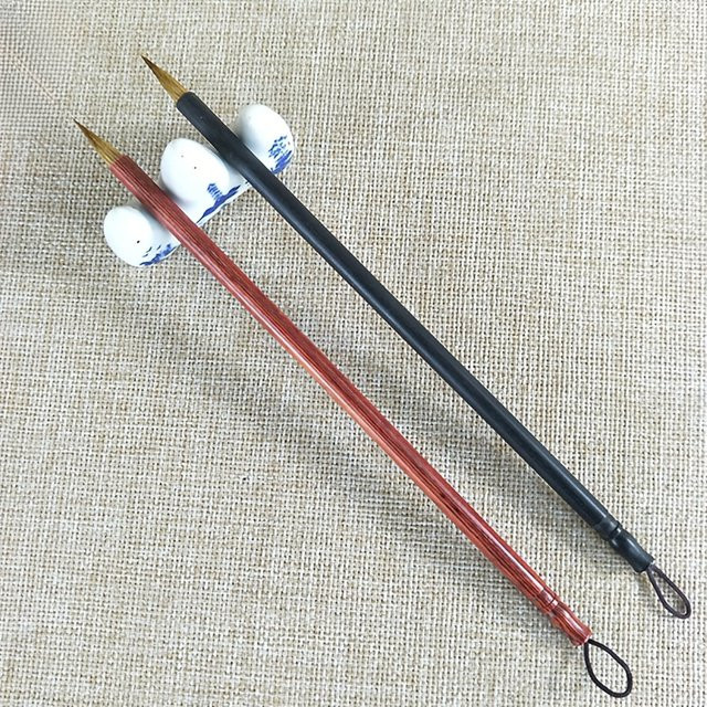 Handgefertigte chinesische Kalligrafie-Pinsel aus Holz in Rot für Aquarell und Malerei - Bild 1