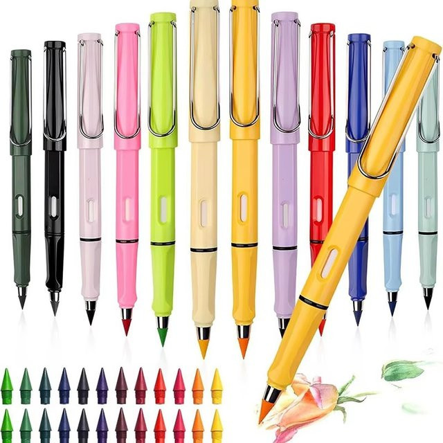 Unbegrenzter Schreibstift aus Kunststoff ohne Tinte für Kunst und Schule in Gelb oder Mehrfarbig - Bild 1