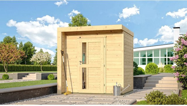 WEKA Holz-Gartenhaus Designhaus 262 mit Flachdach in Braun, B/T: 214 x 215 cm - Bild 1