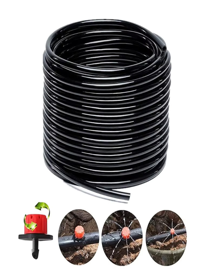Nongjiale PVC-Mikroschlauch für Tropfbewässerungssysteme, 1/4 Zoll, Schwarz, 20 m - Bild 6
