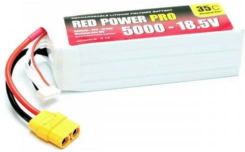 Red Power LiPo Akku Modellbau-Akkupack 18.5V 5000 mAh 35 C mit XT90 Anschluss in Rot/Weiß - Bild 1