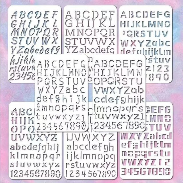 Wiederverwendbare Schablonenvorlagen mit englischen Großbuchstaben aus Kunststoff in Weiß für Kunstmalerei und Bastelarbeiten - Bild 1