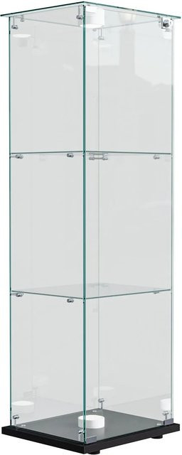 PXloue Vitrine 3-stöckig in Schwarz mit LED-Beleuchtung, Glastüren und Schloss, modern und staubdicht, B/T/H: 35 x 35 x 123 cm - Bild 1