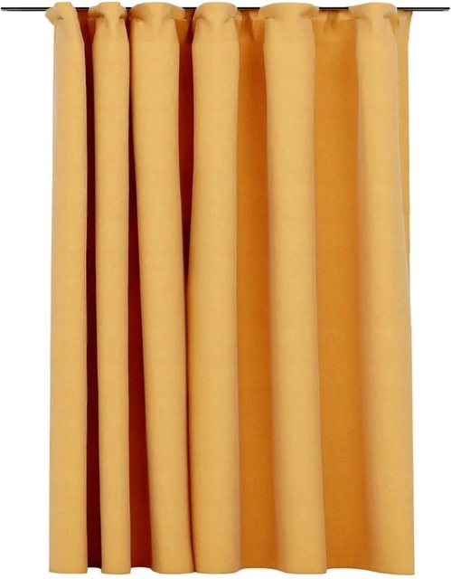 vidaXL Verdunkelungsvorhang in Gelb mit Leinenoptik und Haken, B: 290 cm, H: 245 cm - Bild 1
