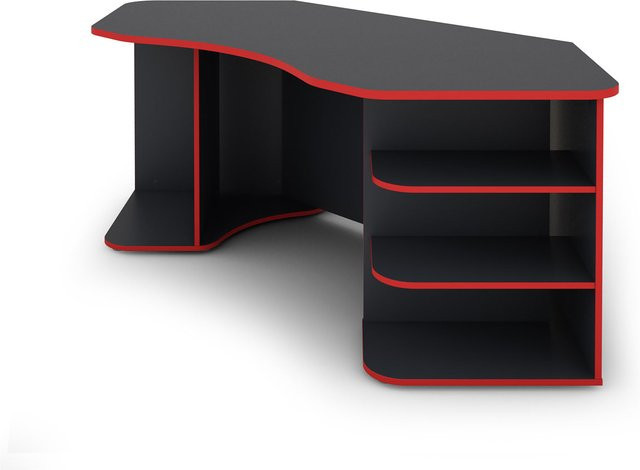 byLIVING Schreibtisch Thanatos modern in Anthrazit mit roten Kanten, B/T/H: 198 x 85 x 76 cm - Bild 1