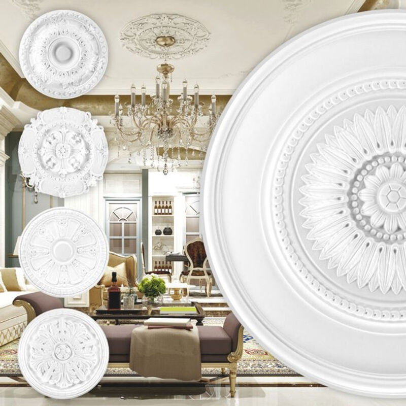 Grand Decor Stuckrosette R108 aus PU in Weiß, runde Deckenrosette für dein Wohnzimmer, Durchmesser: 76 cm - Bild 1