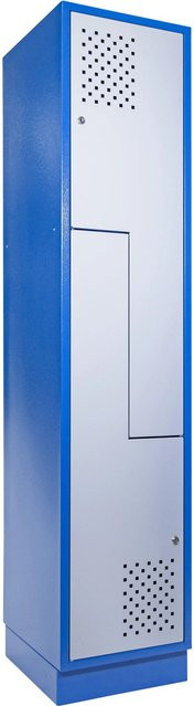 Güde Z-Schrank aus Stahl mit Scharniertüren, Kleiderstange und Schloss in Blau oder Grau - Bild 1