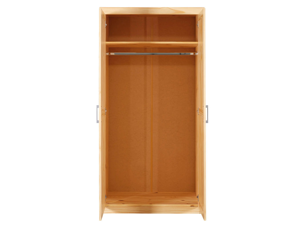 INTER LINK Kleiderschrank aus Massivholz Kiefer, 2-türig, Braun, B: 100 cm, T: 55 cm, H: 190 cm - Bild 2