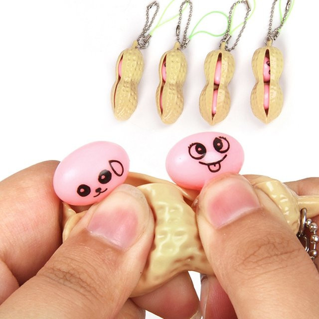 2er-Set Meade Kreative Erdnuss Squeeze Toy Stressrelief Spielzeug als Schlüsselanhänger und Rucksackanhänger für Erwachsene und Kinder - Bild 1