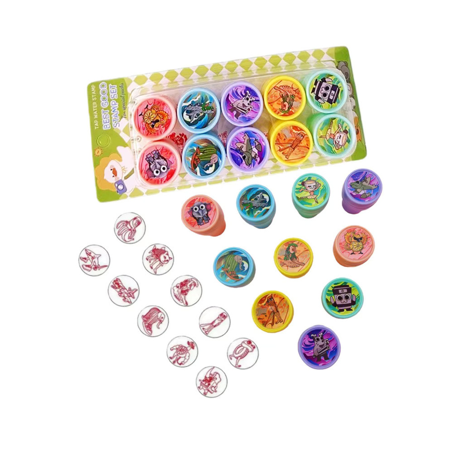 Potdemiel 10er Set Selbststempelnde Cartoon-Tier-Stempel in Mehrfarbig für Kinder und DIY-Dekorationen - Bild 2