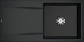 Villeroy & Boch Siluet 60 Flat Küchenspüle aus Keramik, flächenbündig, pure black, mit Ablagegarnitur und Handbetätigung, Breite: 60 cm - Bild 1