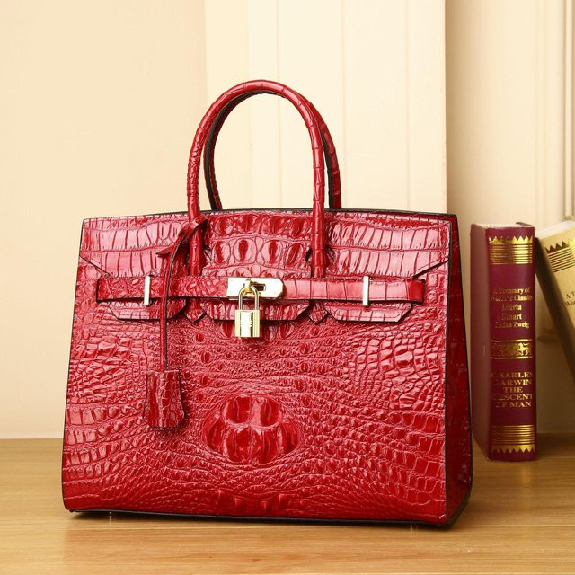 JMG Bags Umhängetasche Leder, Krokodilmuster, Platin, Rot, Damen - Bild 1