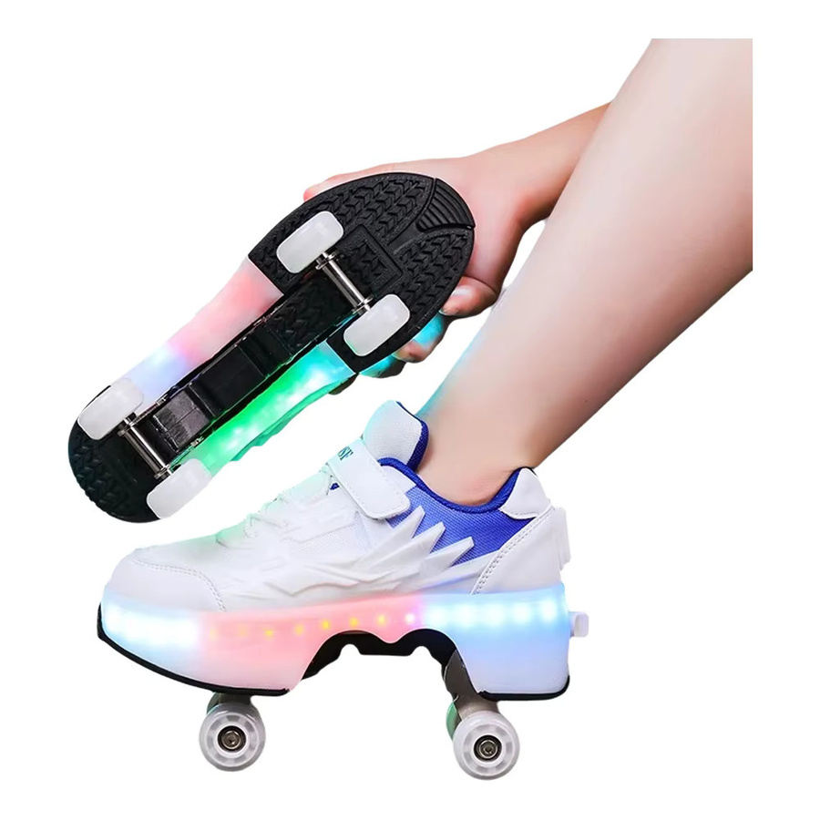 YAOSF Kinder- und Jugend-Laufschuhe, mit ein-Klick-ausklappbaren Rollen, Lichtperlen - Bild 4